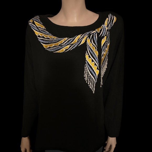 Bob Mackie Wearable Art Embroidery and Pearl Embellishments Cotton Blend - Picture 8 of 16